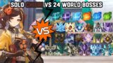 Solo C0 Chiori vs 24 World Bosses Without Food Buff | Genshin Impact
