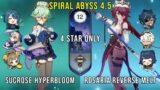 Sucrose Hyperbloom and Rosaria Reverse Melt – Genshin Impact Abyss 4.5 – Floor 12 9 Stars