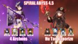 4 Archons & C0 Hu Tao Vaporize | Spiral Abyss 4.5 | Genshin Impact