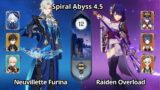 C0 Neuvillette Furina & C0 Raiden Overload – NEW Spiral Abyss 4.5 Floor 12 Genshin Impact