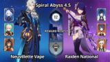 C0 Neuvillette Vape & C0 Raiden National – NEW Spiral Abyss 4.5 Floor 12 Genshin Impact