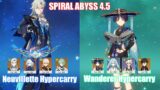C1 Neuvillette Hypercarry & C0 Wanderer Hypercarry | Spiral Abyss 4.5 | Genshin Impact