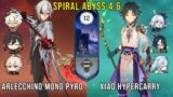 C0 Arlecchino Mono Pyro and C0 Xiao Hypercarry | Genshin Impact Abyss 4.6 Floor 12 9 Stars