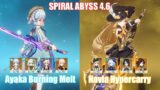 C0 Ayaka Burning Melt & C0 Navia Hypercarry | Spiral Abyss 4.6 | Genshin Impact