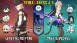 C0 Lyney Mono Pyro and C6 Lynette Plunge | Genshin Impact Abyss 4.6 Floor 12 9 Stars