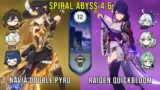 C0 Navia Double Pyro and C0 Raiden Quickbloom | Genshin Impact Abyss 4.6 Floor 12 9 Stars