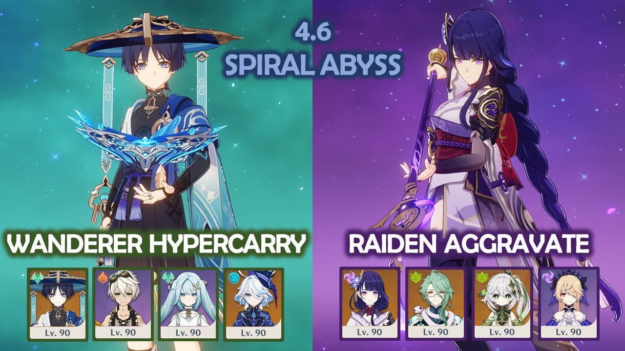 Rerun! Wanderer Hypercarry & Raiden Baizhu Aggravate 4.6 Spiral Abyss Genshin Impact