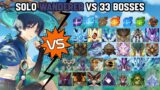 Solo C1R1 Wanderer vs 33 Bosses Without Food Buff | Genshin Impact
