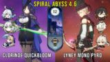 C0 Clorinde Quickbloom and C0 Lyney Mono Pyro | Genshin Impact Abyss 4.6 Floor 12 9 Stars