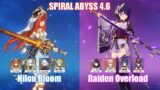C0 Nilou Bloom & C0 Raiden Overload | Spiral Abyss 4.6 | Genshin Impact