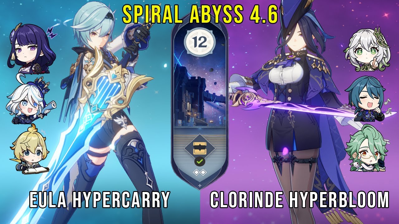 C1 Eula Hypercarry and C0 Clorinde Hyperbloom | Genshin Impact Abyss 4. ...