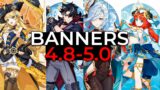 NUEVA ACTUALIZACION Roadmap de banners de personajes para la 4.8-5.0 Junto con Rerun Genshin impact
