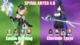 C0 Emilie Ayaka Burning & C0 Clorinde Taser | Spiral Abyss 4.8 | Genshin Impact