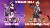 C0 Raiden Taser & C0 Arlecchino Hypercarry | Spiral Abyss 5.1 | Genshin Impact