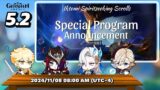 300 PRIMO! ALL CONFIRMED IN 5.2 SPECIAL PROGRAM LIVESTREAM | REWARD | BANNER | EVENT- Genshin Impact