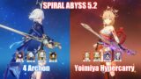 4 Archon & C0 Yoimiya Hypercarry | Spiral Abyss 5.2 | Genshin Impact