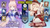 C0 Kokomi Hypercarry + C1 Klee Vaporize | Spiral Abyss 5.2 | Genshin Impact