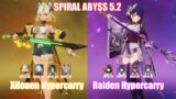 C0 Xilonen Hypercarry & C0 Raiden Hypercarry | Spiral Abyss 5.2 | Genshin Impact