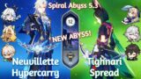 NEW Spiral Abyss 5.3! C0 NEUVILLETTE HYPERCARRY x C0 TIGHNARI SPREAD | Floor 12 | Genshin Impact