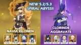 Navia Xilonen & Clorinde Aggravate 5.2 Spiral Abyss Floor 12 Genshin Impact