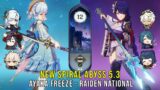 C0 Ayaka Freeze and C0 Raiden National | NEW Genshin Impact Abyss 5.3 Floor 12 9 Stars