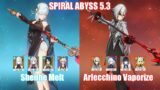 C2 Shenhe Melt & C0 Arlecchino Vaporize  | Spiral Abyss 5.3 | Genshin Impact