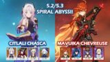 Citlali Chasca & Mavuika Chevreuse 5.2 5.3 Spiral Abyss Floor 12 Genshin Impact